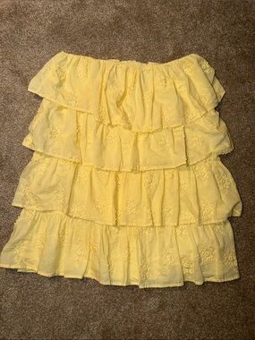 5/$25💗 Tularosa Sunny Yellow Tiered Eyelet Mini Dress XL